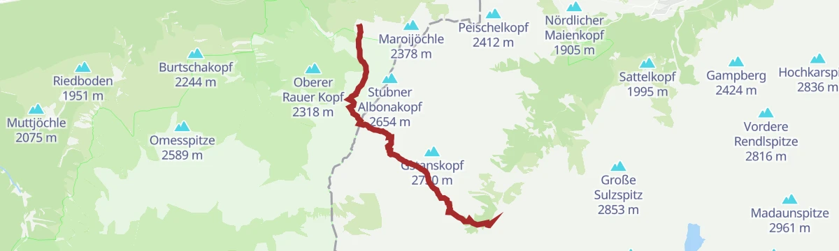 Route map: Kaltenberg Hütte - Konstanzer Hütte (Reutlinger Weg)